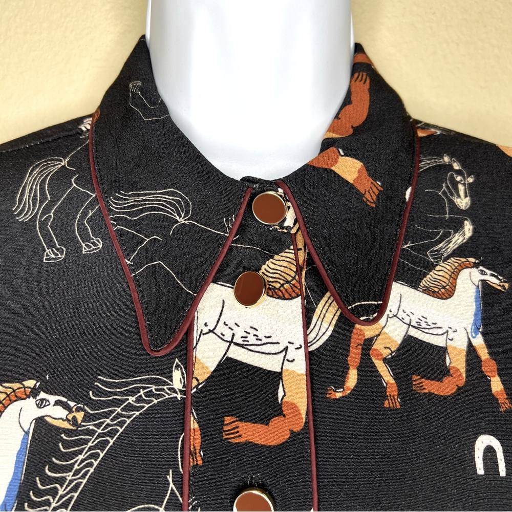 OTTOD’AME Black Horse Print Sheath Dress - Sz 2 - Picture 3 of 12